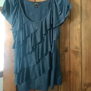 Blue dressy ruffle shirt